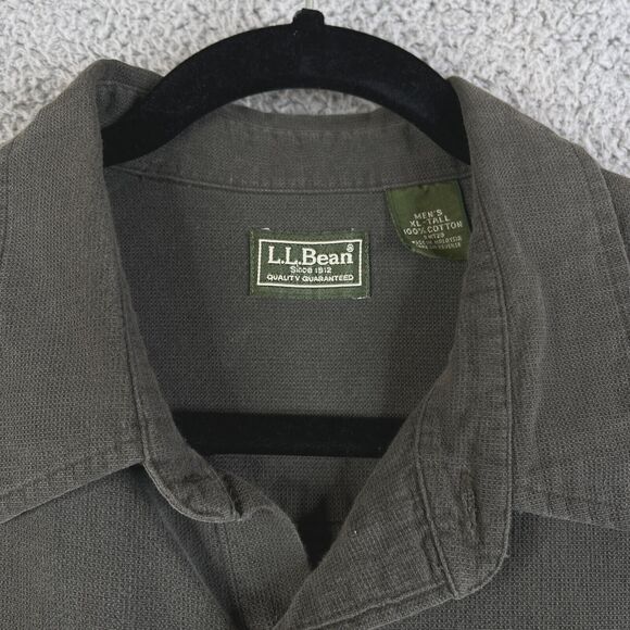 Vintage LL Bean Shirt Jacket Mens XLT Green Corduroy Button Shacket Flap Pockets - Picture 4 of 7